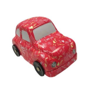 2023 Creative New Design Packaging Metal Tin Box Irregular Cute Cartoon Car Shaped Tin Box for Cookies