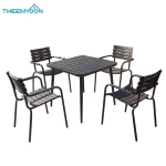 Backyard 5PCS Patio Dining Set with Square Glass Table and 4 Chairs Garden Set Outdoor Furniture