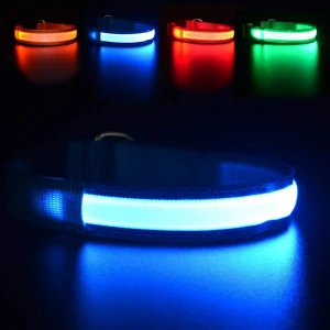 Luminous Flashing Light Reflective Pet LED Collar , Dog reflective dog collar