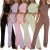 Import Wholesale Latest Basic Loungewear Set Women Crop Top High Drawstring Waistband Flare Legs Ribbed Pants Ladies 2 Piece O from China