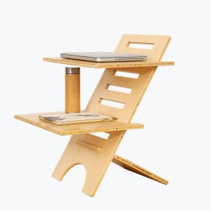 Folding All Bamboo Sit to Stand Desk Converter Workstation