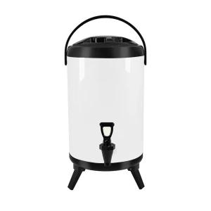 SOGA 8L Stainless Steel Insulated Milk Tea Barrel Hot and Cold Beverage Dispenser Container with Faucet White