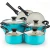 Import 10Pcs olive green pressed ceramic cookware pan set from China