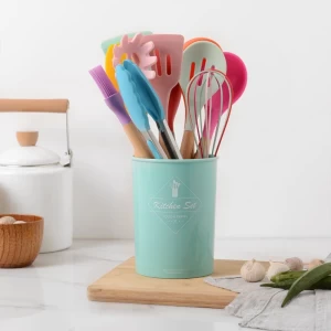 Silicone Kitchenware Cooking Utensils Heat Resistant Kitchen Non-Stick Cooking  Utensils Kitchen Baking Tools with Storage Box