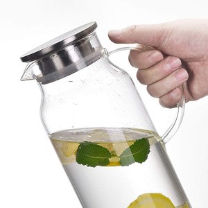 1.5L glass cold iced water pitcher jug carafe