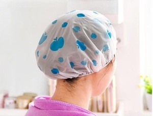 1PC Color Random Dot Waterproof Shower Cap Thicken Elastic Bath Hat Bathing Cap for Women Hair Salon Bathroom Products