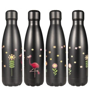 20 Color Flamingo Floral Water Bottle Sport Gym Stainless Steel Thermos Flask Insulated Cold Cup Holder Bike Drink Bottle Custom
