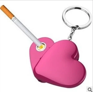2015 NEW Heart Shape keychain electric USB Rechargeable Lighter