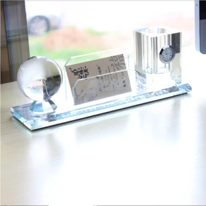 2016 NEW DESIGN crystal glass pen holder card holder for office decor /home decor best products