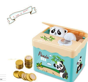 2017 New Arrival DIY sticker cat stealing money box speakinig plastic money safe box for kids