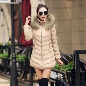 2017 quality winter jacket coat warm Long women Artificial false raccoon fur collarslim Female new jacket