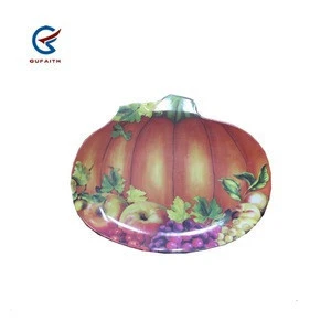 2018 Hot sales 12" melamine pumpkin plate vegetable tray plastic serving tray for Halloween
