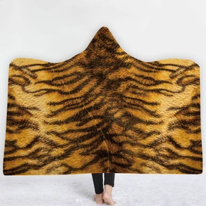 2018 New Arrival Leopard Hooded Blanket Animal print blanket throws from ONEENO