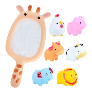 2020 Animals Bath Toys with Fishing Net Bath-Tube Toys Pool Toy Cartoon Baby Bath Time Accessories for Kids
