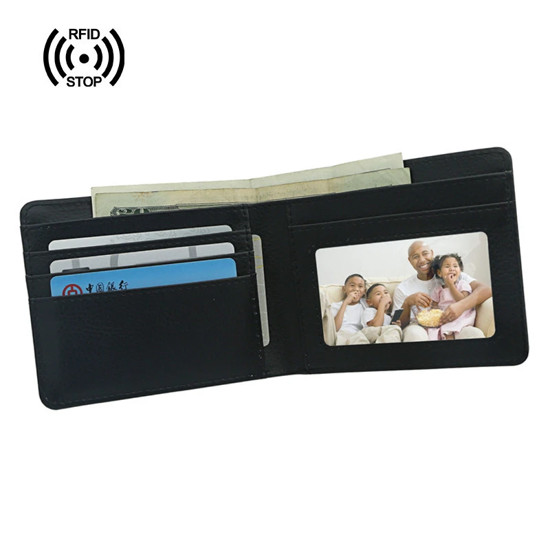 2020 best sell ultra thin black real leather purse custom mini RFID wallet