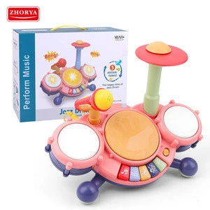 2020 Hot funny colorful child kid drum educational baby musical toy electronic organ keyboard piano musical instrument set sale