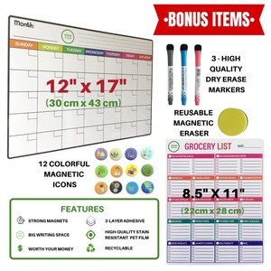 2020 New Design Top Seller Whiteboard Calendar Monthly Planner Fridge Magnet Magnetic White Board Sheet