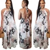 2020 Newest Woman Floral Printed Backless Halter Beach Maxi Long Dress