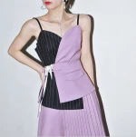 2021 New Fashion Asymmetric Color 2-piece-set Suspenders Women Skirts And Tops Sets Two Piece Skirt Set