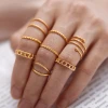 2021 Sailing Jewelry Creative Retro Simple Multi Layer Cross Opening Ring Set Twist 8 Piece Joint Ring Set