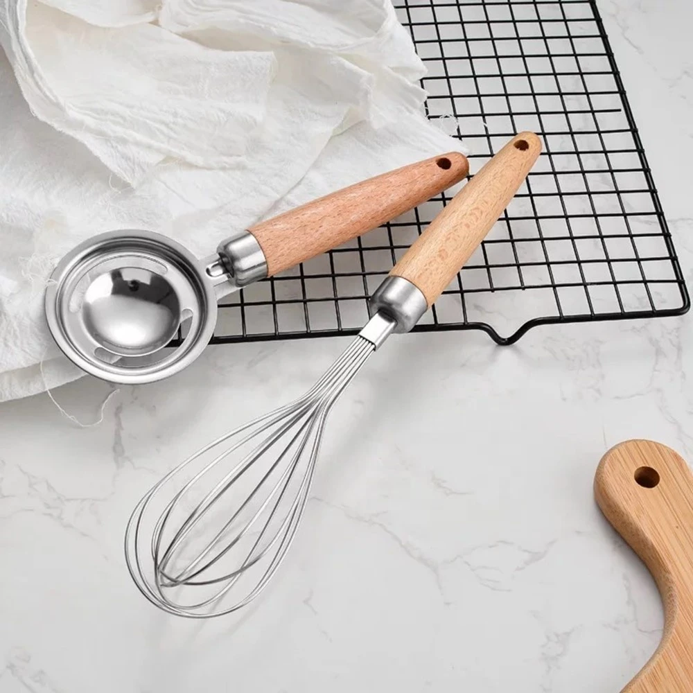 21 Piece Premium Stainless Steel Kitchen Utensil Gadget Tool Set With Wooden Handle