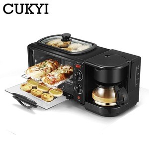 3 In 1 Electric Breakfast Machine Multifunction Coffee maker frying pan mini oven household bread pizza oven frying pan