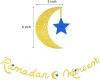 3 Pieces Ramadan Kareem Banner Moon Star Shape Garland Gold Blue Glitter Hanging Banners for Eid Festival Party Decorations