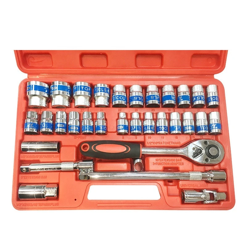 32PCS Professional Blue Ribbon Socket Wrench Combination Hand Tool Set Box Wrench Set For Vehicle tool box