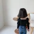 Import 3334 Fall Baby  long sleeve T-shirts Toddler Girl Solid One Shoulder Puff Sleeves Pink top Black Bottoming Shirt for 1-7 Years from China