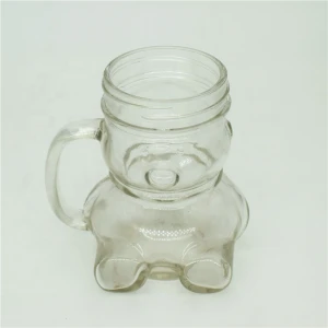 350ml bear shaped  glass beverage jar drinking bottle