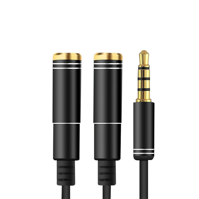 3.5mm Jack Headphone Mic Audio Splitter Gold Plated Aux Extension Adapter Cable