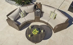 4 seater cheap half moon shaped outdoor party sitting furniture garden rattan italian style sofas