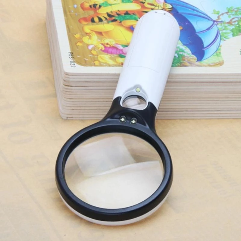45X Handheld Reading Magnifying Glass Illuminated Microscope Lens Jewelry Watch Loupe Magnifier With 3 LED
