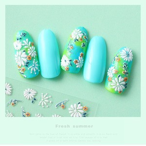 5D embossed flower self adhesive decals nail sticker manicure nail art decoration