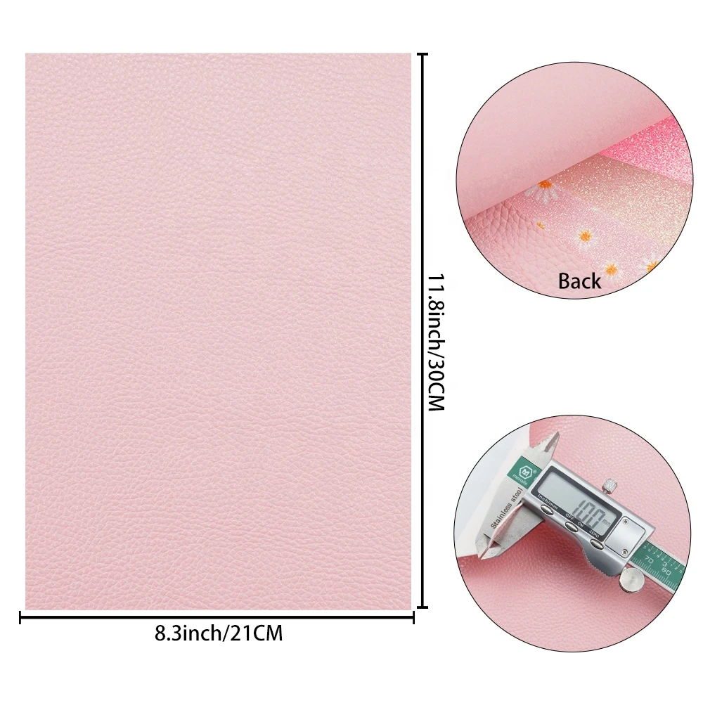 6 pcs/set light pink series daisy fine faux leather fabric sheets litchi mirror leather for hair bows and earrings making