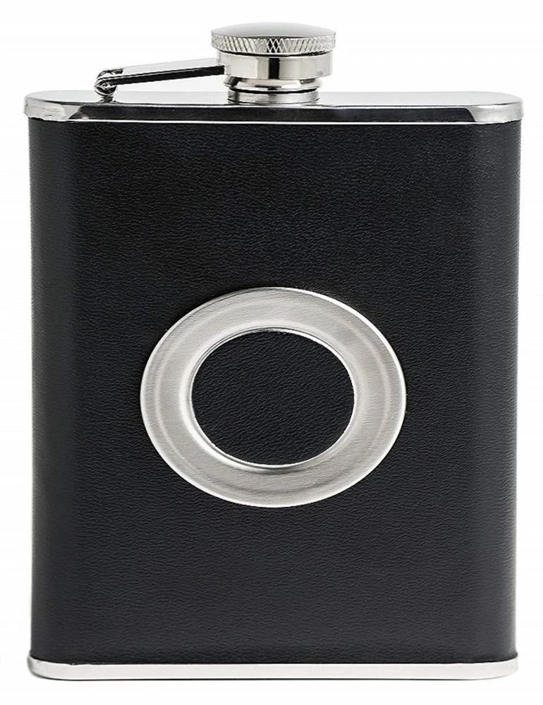 8 oz stainless steel hip flask collapsible shot glass