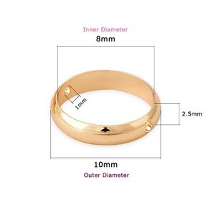 8mm Gold plated Brass Ring With 2 Hole Jewelry Supplies Metal Bead Frames