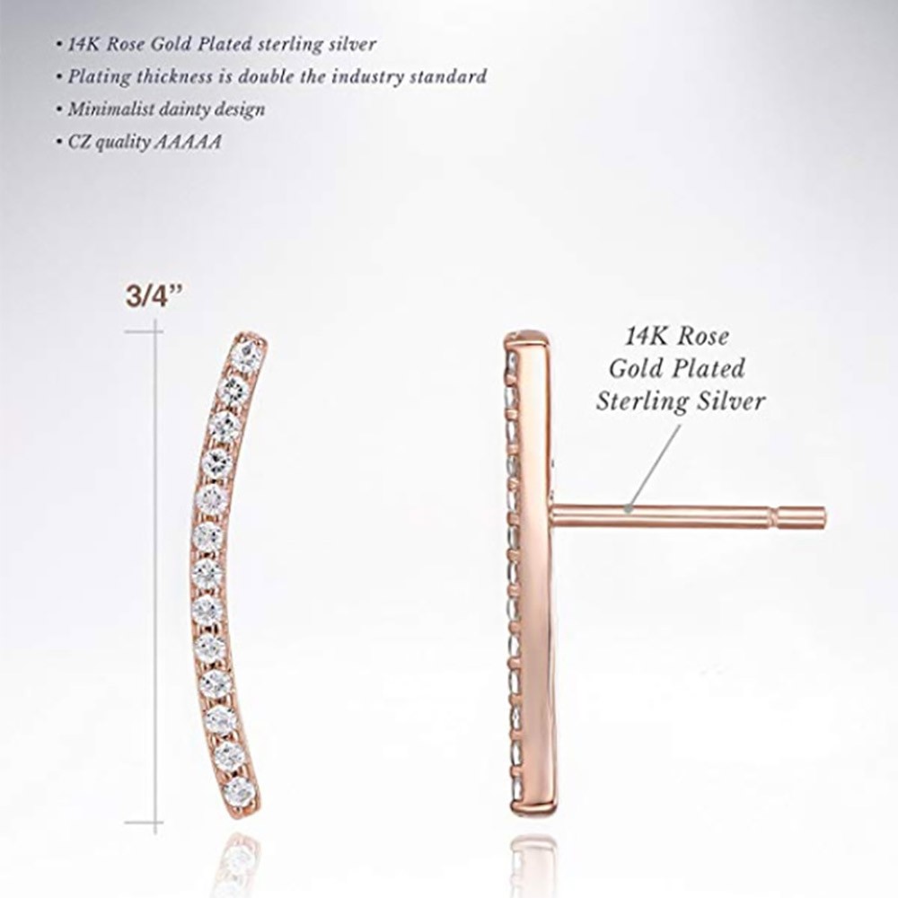 925 Sterling Silver Stud Earrings with Raffia Zircon Hypoallergenic Earrings