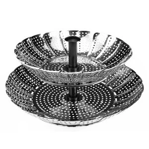9&quot; 11&quot; double tier vegetable food stainless steel steamer