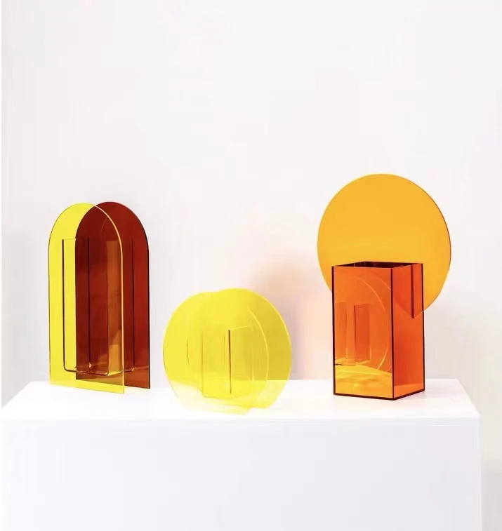 Acrylic art vase geometry decorate display