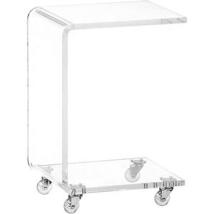 Acrylic clear transparent bedside table on casters Lucite side sofa table Luxury nightstand