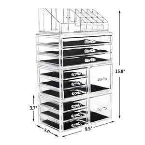 Acrylic Jewelry and Cosmetic Storage Drawers Display 11 Drawers 4 Piece Organizer Boxes Makeup Case