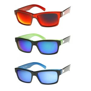 Action Sports Colorful Two-Tone Rectangle Color Mirror Lens Sunglasses - kids