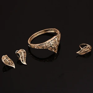 ADELANTE Wholesale New Four Piece Dress Gold Bride Wedding Necklace Jewelry Set