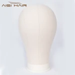 Aisi Hair Poly Canvas Block Head Mannequin Head Wig Stand For Styling Display Making Wigs With Table Clamp Pins Wig Making Tools