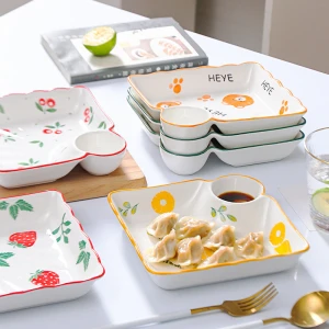 AL New Arrival Ins Style Dumplings Plate With Sauce Dish Porcelain Dinner Plates