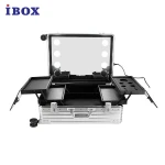 Aluminium Portable Mirror Led Light Cosmetic Bags Makeup Trolley Case On Wheels With LED And Music luxury  new design