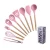 Import Amazon Best Seller Wood Handle Pink Color Silicone Kitchen Utensils Set Kitchen Tools Kitchenware Cooking Utensils Set of 9 from China