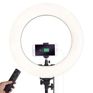 Amazon Hot Selling Selfie Ring light 18 inch 60W Battery Operate LED Camera Video Light with Stand for Makeup Photography Studio