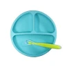 Anti Skid and Heat-Resisitant Silicone Round Divided Baby Dinner Plates